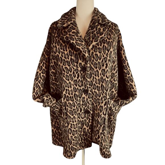 Avec Les Filles Anthropologie Faux Fur Leopard Print swing Coat Button Front 2X - Picture 3 of 8